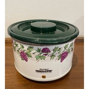 Vintage Rival Crock-Ette Grape Patterns Quart Slow-Cooker